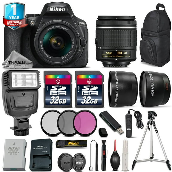 Nikon D5600 DSLR Camera + 18-55mm VR + Flash + Filters + Remote + 1yr Warranty (International Version)