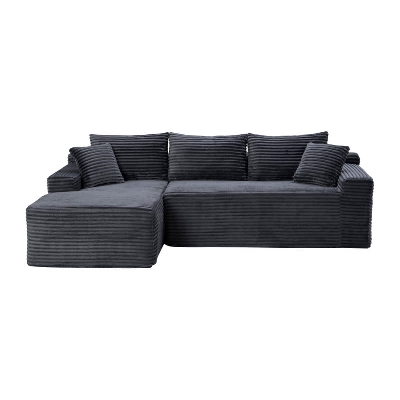 94.5" L-Shaped Modular Sectional Sofa Set with Chaise, No Assembly Required Upholstered Floor Couch, Corduroy 4-Seat Sofa