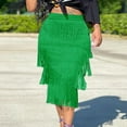 thumbnail image 2 of Elainilye Fashion Wrap Skirt Ladies Sexy Summer Casual High Waist Tassels Knee-Length Skirt,Green, 2 of 6