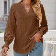 thumbnail image 6 of Besolor Womens Trendy Fall Blouses V Neck Ruffle Long Sleeve Eyelet Shirts Casual Loose Fit Ladies Going out Tops, 6 of 8