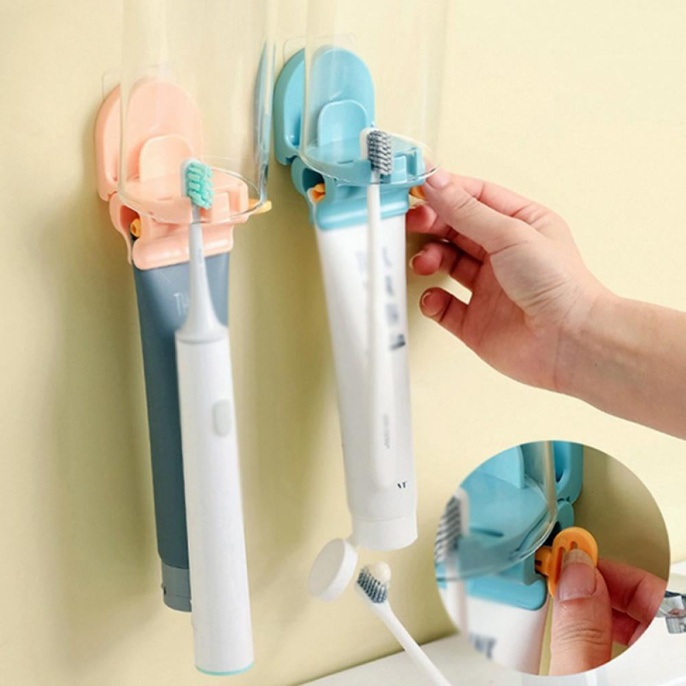 Toothbrush Holder Automatic Toothpaste Dispenser Set Dustproof with Super Sticky 