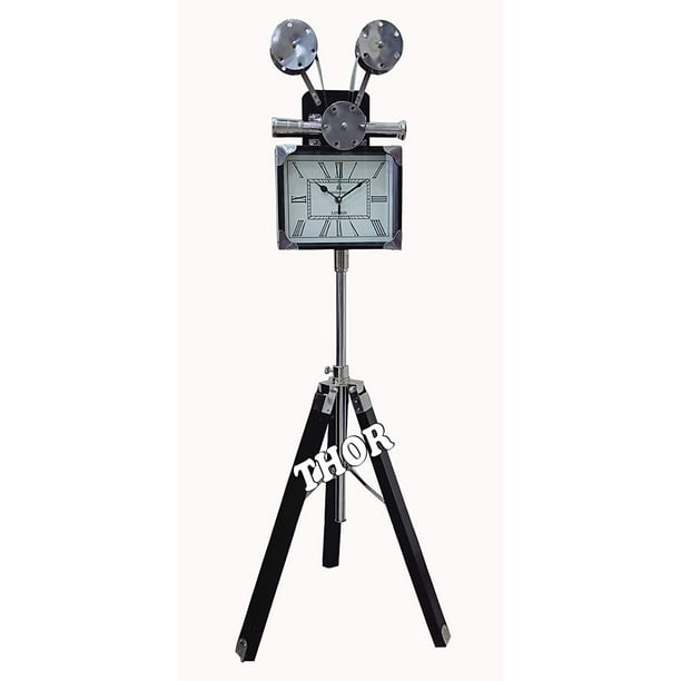 Nautical Vintage Marine Wooden Clock With Tripod Stand Home & Office