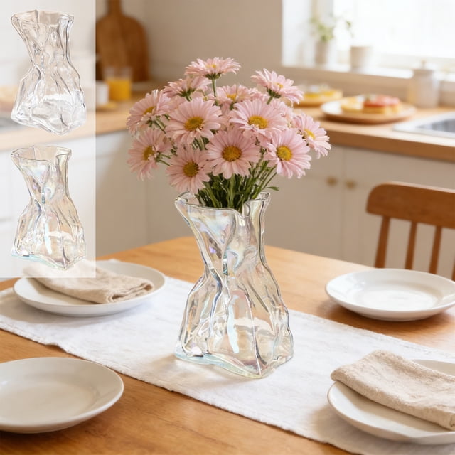 Jarrón hidropónico de cristal para decoración de escritorio, maceta de cristal transparente para plantas de interior, forma única, decoración moderna de oficina o hogar