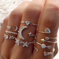 thumbnail image 2 of Silver Color Crystal Rings Set for Women, Cubic Zirconia Moon Arrow Flower Heart Finger Wedding Rings, Female Fashion Jewelry 17349, 2 of 6