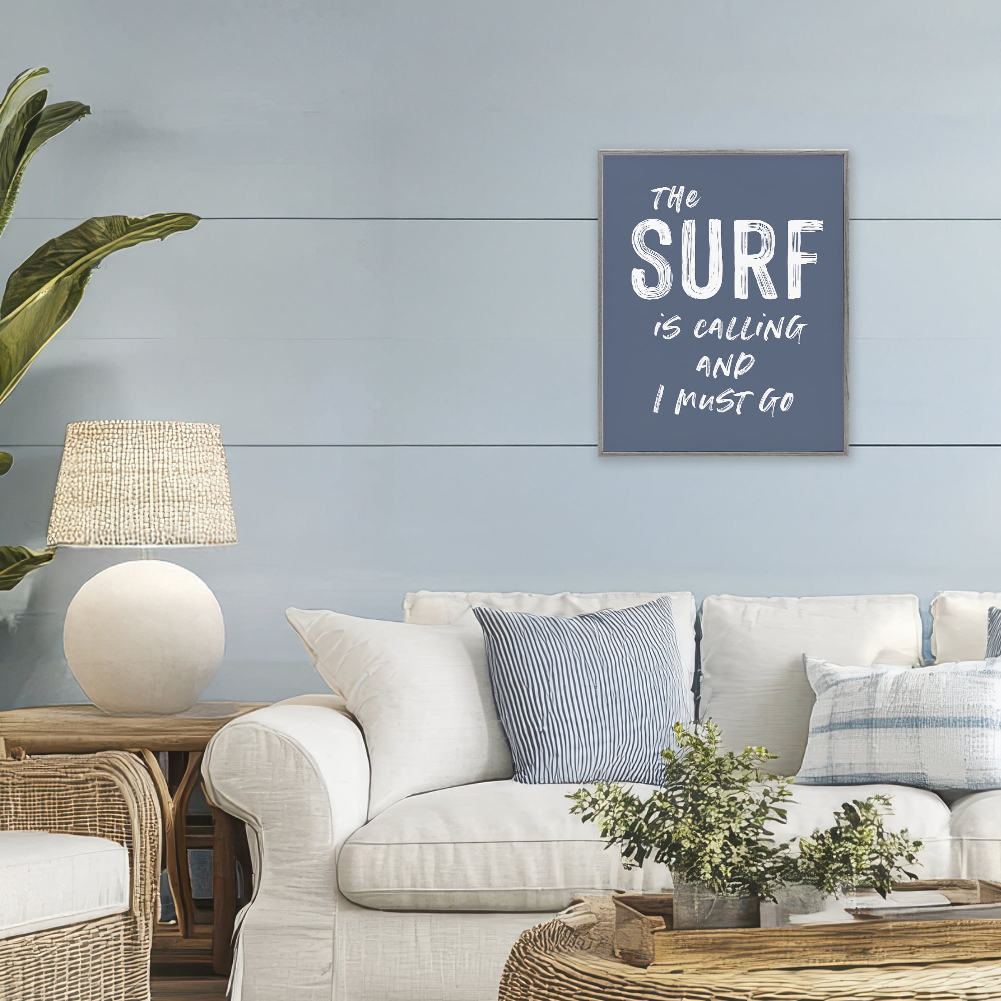 Surf Is Calling Must Go Gray Framed Giclee Art, design by Lettered and Lined
