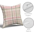 thumbnail image 4 of Easter Decorative Pillow Covers 16x16 Spring Light Pink Green Buffalo Plaid Holiday Throw Pillows Easter Decorations Pillowcase Cotton Square Cushion Cover Decor for Home Couch Bed Soft Set of 2, 4 of 6