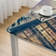 thumbnail image 5 of nygtbtfer Winter Landscape House Tablecloth with Elastic Edge, Waterproof Square Fitted Table Cloth, Wipeable Table Cover for Indoor Kitchen Party Dinner Fits Diameter Square Table white, 5 of 8