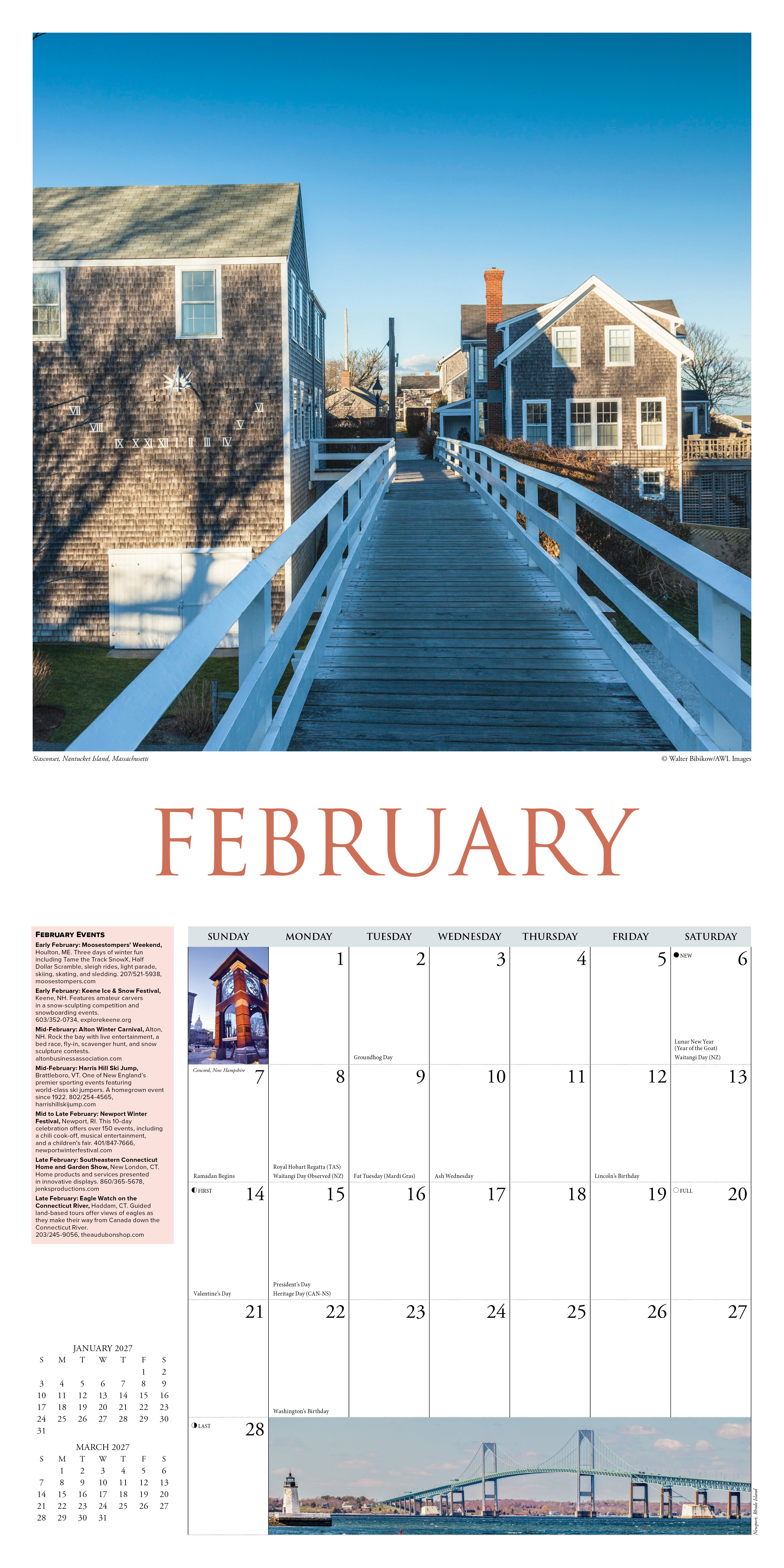 Willow Creek Press, New England 2027 Wall Calendar