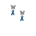 thumbnail image 2 of Delight Jewelry Silvertone Blue Ribbon Silvertone Antiqued Butterfly Post Earrings, 2 of 4