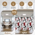 thumbnail image 6 of Red Geometric Window Privacy Film, Modern Black Gray Abstract Striped Art Static Cling UV Sun Blocking Tint Film Heat Control Windows Films for Bedroom Bathroom, Window Stickers 35.4"x78.7", 6 of 8