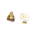 thumbnail image 5 of Buddha Statue Leaf Sculpture Meditation Figurine Gold Resin Iron Tabletop Ornament for Office Desk Bedroom Decor, 5 of 8