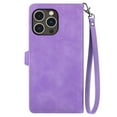 thumbnail image 6 of Dteck for Apple iPhone 14 Pro Wallet Case with Wrist Strap,Shockproof Premium PU Leather Magnetic Clasp Folio Purse with 7 Card Slots & Zipper Pocket,Flip Kickstand Phone Case,Purple, 6 of 16