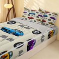 thumbnail image 2 of Erosebridal Cartoon Car Zipper Full Size Comforter Sets with Fitted Sheet and 2 Pillowcases, Trophy Zipper Bedding Set, Cream Multi, Gray Reversible, 2 of 7