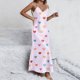 thumbnail image 4 of Falda Larga Verano Día de San Valentín Impreso V-Cuello sin Mangas Maxi Vestido, Color Dividido Falda de Sueño Casual para la Playa Y la Ropa de Vacaciones, 4 of 8