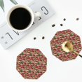 thumbnail image 4 of Fuzoiu Red Houses Print Leather Coasters Set,Drink Coasters Set of 4,for Tabletop Protection, Durable PVC Coasters,Home Décor and Housewarming Gift-Octagon, 4 of 6