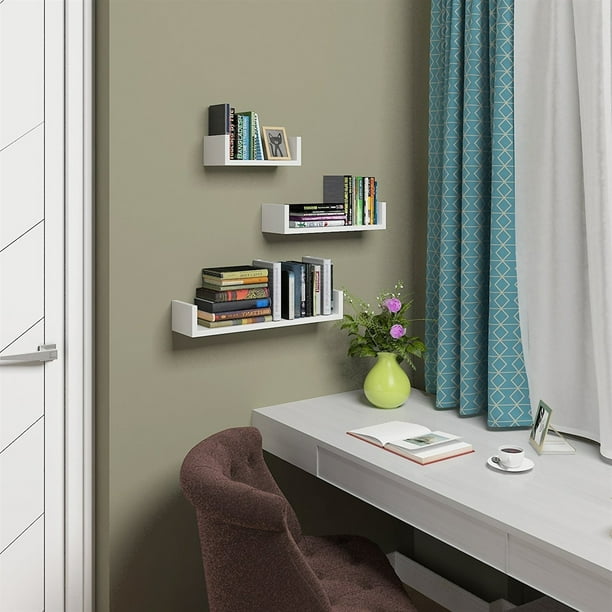 Keimprove White Floating Shelves Wall Mounted Set Of 3 Display Ledge For Bedroom Bathroom Living Room Kitchen And Office Walmart Com Walmart Com