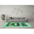thumbnail image 3 of Ahgly Company Machine Washable Indoor Rectangle Abstract Turquoise Blue Contemporary Area Rugs, 2' x 4', 3 of 4