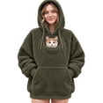 thumbnail image 2 of Flannel Pet Pouch Hoodie For Women, Fluffy Warm Cat Hoodie With Pouch, Pet Carrier Sweatshirt With Drawstring For Dogs & Snack Hoodies Pet Lovers, Light Brown, XXL, 2 of 5