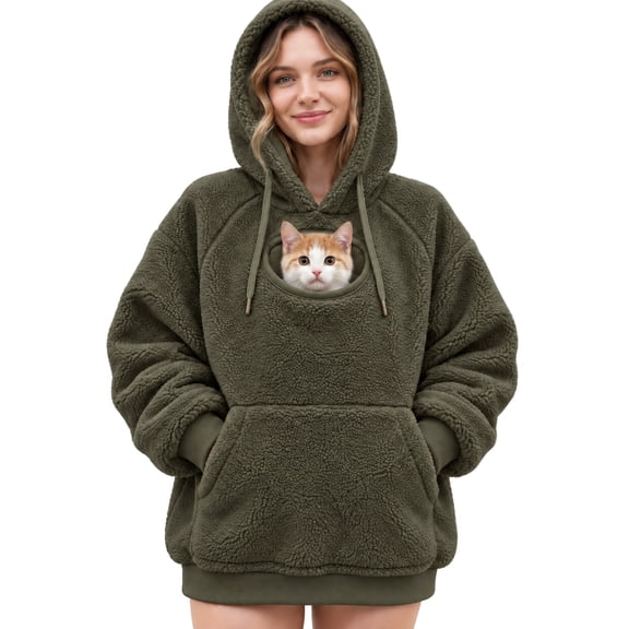 Pet Pouch Hoodie for Women Cat Dog Carrier Hoodies Carrying Pet Pocket Pet Pouch Hoodie with Pouch Pull Pocket for Cat Dogs Hoodie & Snack Hoodies