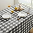 thumbnail image 3 of Checkered Tablecloth Rectangle, Outdoor Linen Cotton Gingham Table Cloth with Tassel, Heavy Duty Wrinkle Free Buffalo Plaid Table Cover for Kitchen Dining Home Party - 55 x 84 Inch, Black, 3 of 12