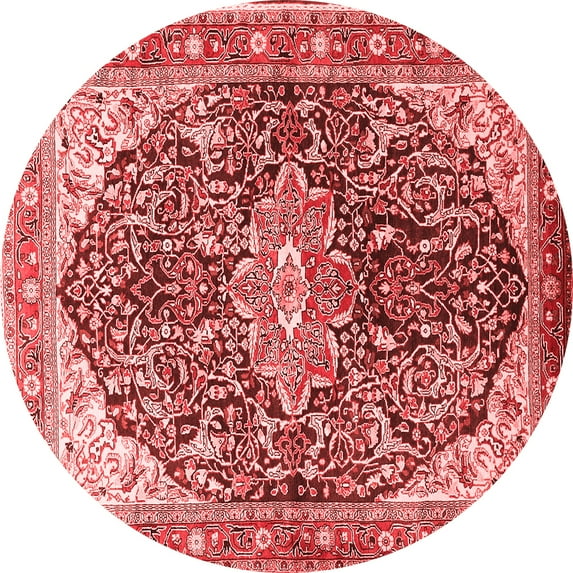 Ahgly Company Indoor Round Medallion Red Traditional Area Rugs, 5' Round