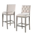 thumbnail image 5 of Ellesse Driftwood Gray Wood Frame Button Tufted Fabric Upholstered Bar Stool, 5 of 7