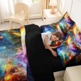 thumbnail image 5 of Manfei Celestial Cosmic Clouds 7 Pieces Full Size Bedding Sets,Glowing Stars Dots Full Size Bed in a Bag,Multicolor,Black Reversible, 5 of 7