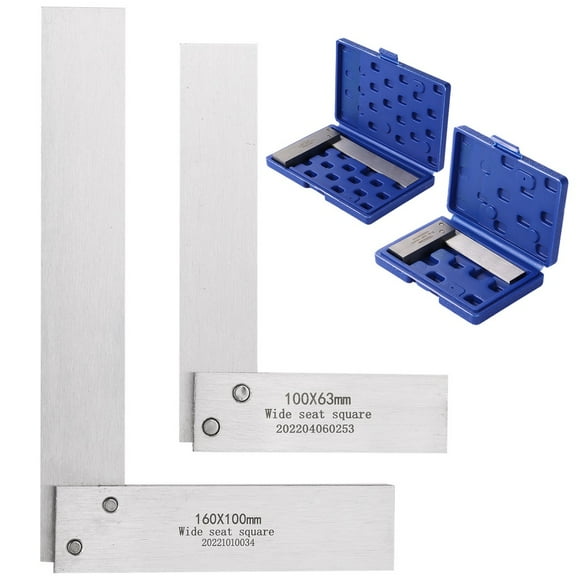 Machinist Square Set , Outil de Mesure Carré à Base Grand pour Menuiserie de Haute Précision en 2 Pcs, Outil Carré à Angle Droit de Type L, 4 Pouces / 6 Pouces
