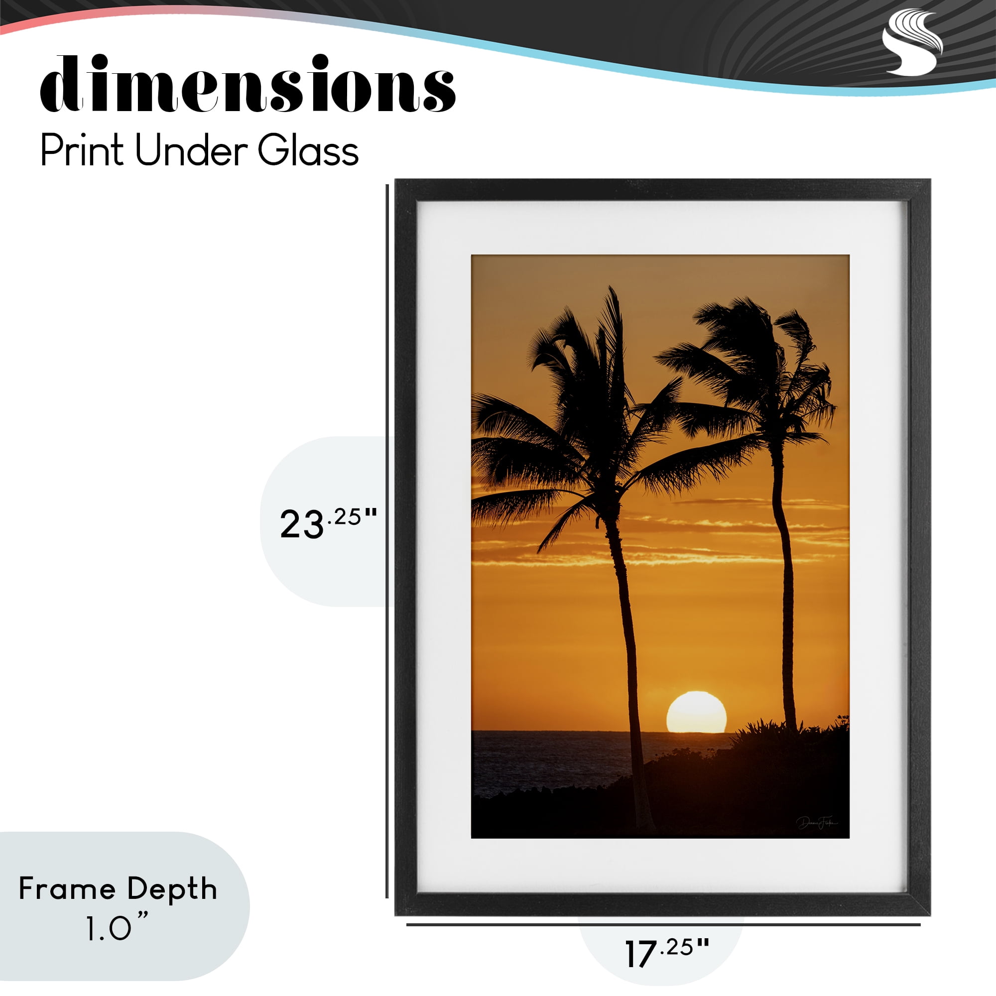 Stupell Industries Sunset Through Palm Trees Black Framed Print Under Glass, design by Dennis Frates