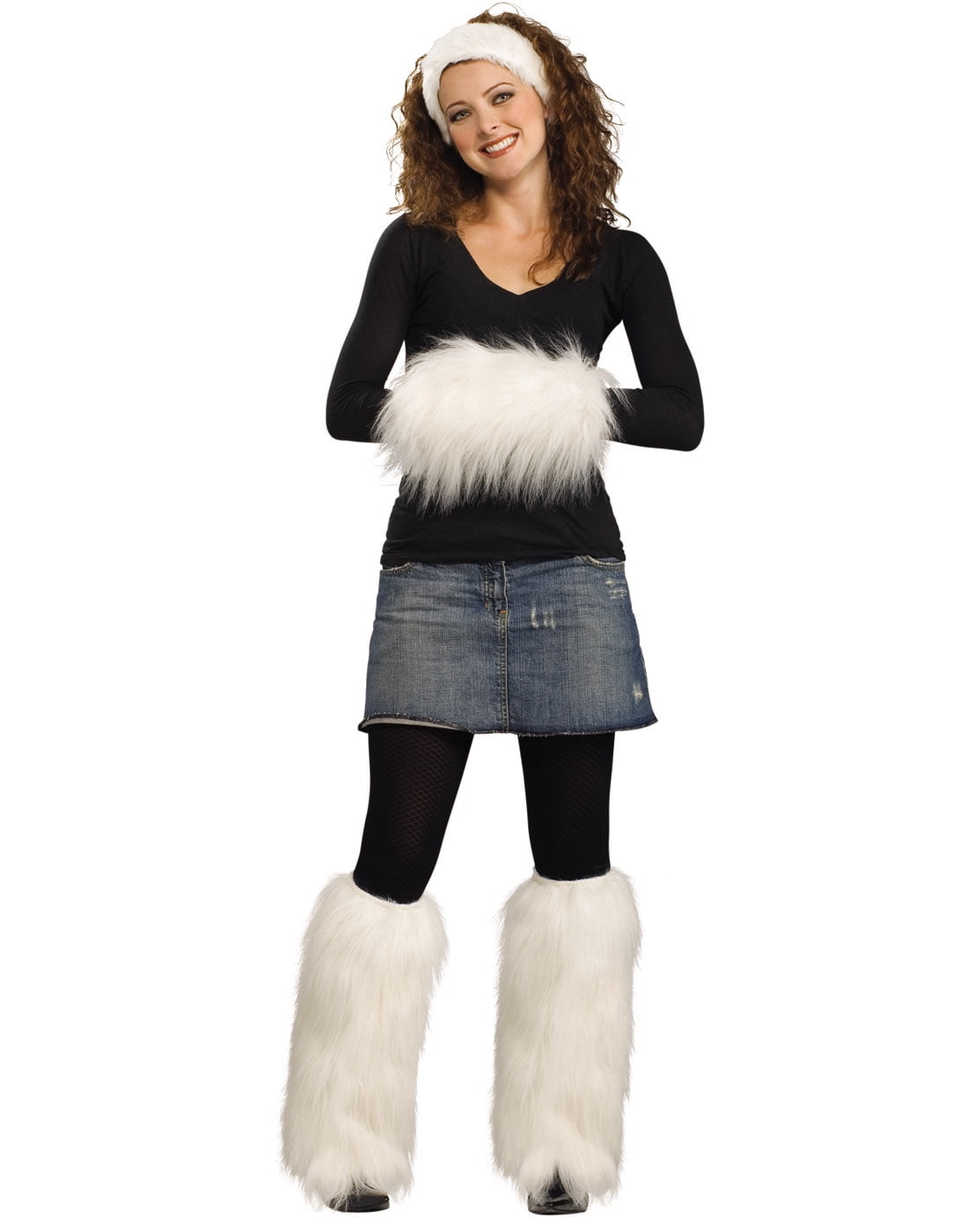 White Faux Fur Christmas Kit White Head Band Muff & Boot Covers ...