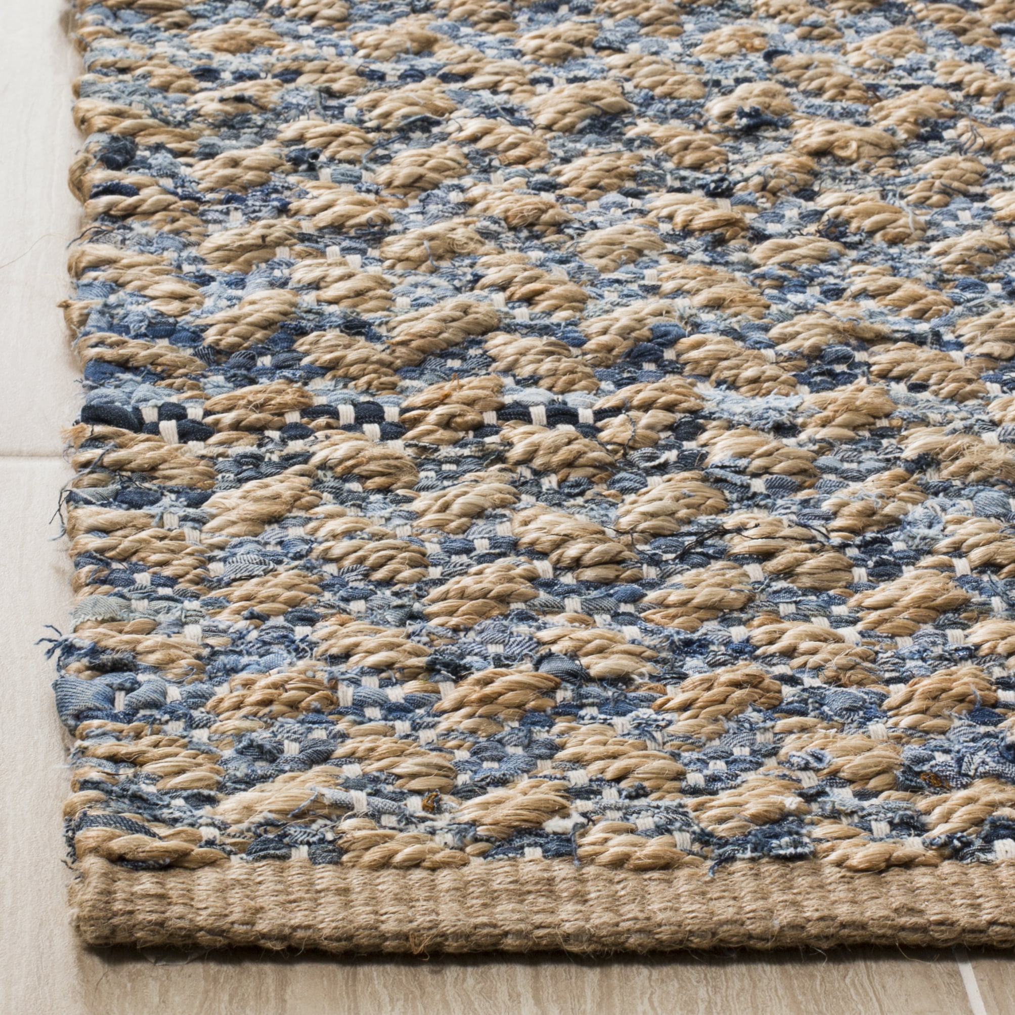 SAFAVIEH Cape Cod Phylliss Geometric Area Rug, Blue/Natural, 3' x 5'