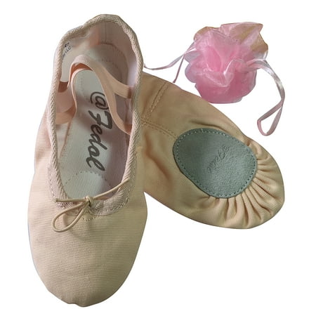 Fedol Girl's Canvas Split-sole Ballet Slippers, Ballet Shoes. Free Gift
