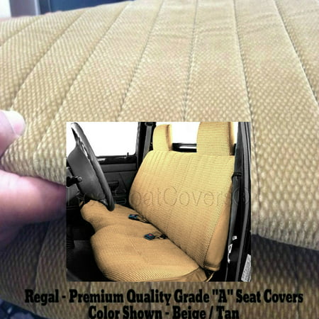 Seat Cover for Toyota Pickup 1989 - 1995 Front Solid Bench A25 Molded Headrest Small Notched Cushion (Beige)