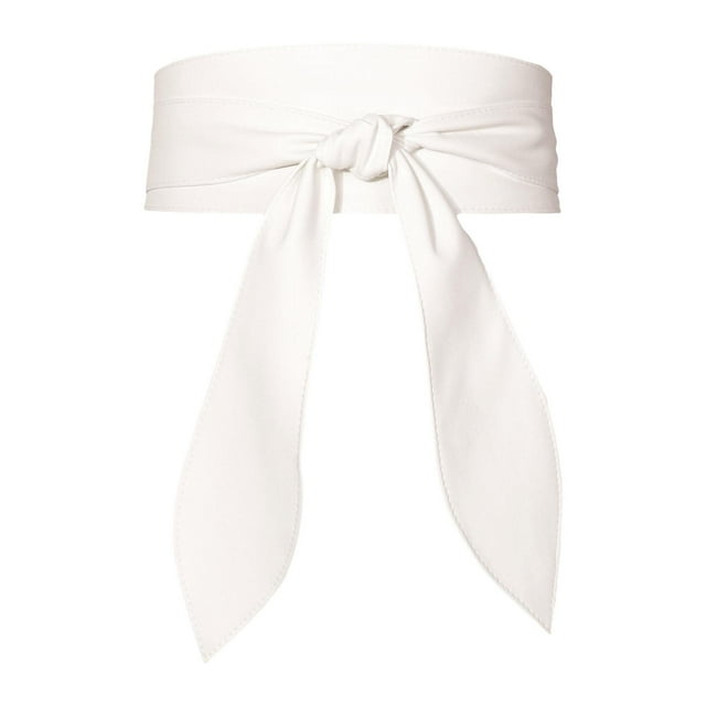 Cinturón ancho para mujer, cinturón de vestir con lazo atado, banda para la cintura, decoración elegante para damas. Blanco