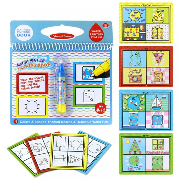 Water Drawing Books, MessFree Coloring Books for Toddlers, Water