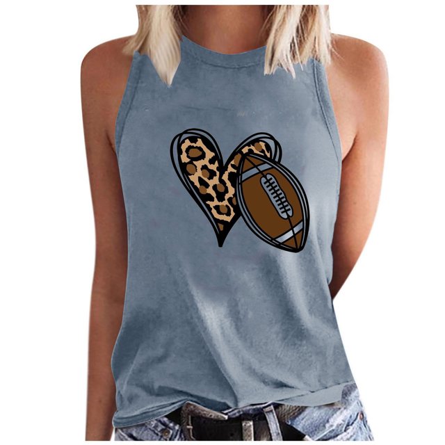 Birdeem Womens Summer Baseball Printed Sleeveless Round Neck Tank Top Round Neck Tank Top