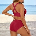 thumbnail image 4 of Swimsuit for Women Two Piece Bathing Suits Two Piece Solid Color Back Tankini Swimsuit Bikini Bathing With Adjustable Ties, 4 of 5