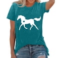 thumbnail image 1 of JIRNDf T-Shirt pour Femmes Hauts Tendance Été Mode Imprimé Ample Col Rond Manches Courtes Mignon T-Shirts Graphiques pour Femmes Chemises Vert TTTG, 1 of 4