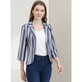 thumbnail image 3 of INSPIRE CHIC Blazer Ouvert à Rayures pour Femme à Manches 3/4 Bleu Blanc TG, 3 of 6