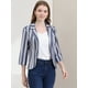 thumbnail image 3 of INSPIRE CHIC Blazer De Solapa Con Muescas Y Mangas 3/4 A Rayas Para Mujer Azul blanco XS, 3 of 6