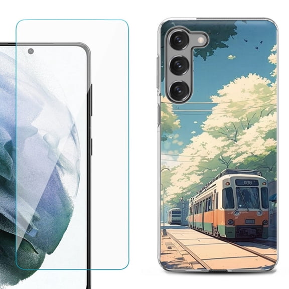 Shockproof Fashion Phone Case for Samsung Galaxy S23 5G, with Tempered Glass Screen Protector, by OneToughShield ® - Kyoto Summer