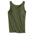 thumbnail image 4 of Nestiefly Womens Cut Out Plus Size Tank Tops with Built in Bra Wide Strap Camisole Summer Basic Udershirts Tank Basic Cami Tops Army Green 4XL, 4 of 6