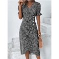 thumbnail image 1 of POINTERTECK Robe Midi à Imprimé Floral avec Manches Courtes et Col en V pour Femmes, 1 of 2