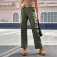 thumbnail image 2 of Audhol Cargo Pants for Women, Women High Waisted Cargo Pants Wide Leg Casual Pants 6 Pockets Trousers Womens Cargo Pants with Pockets Green 2XL, 2 of 7