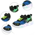 thumbnail image 4 of newwalpole Boys Girls Light Up Sneakers Breathable LED Cute Cartoon Dual Hook and Loops Canvas Walking Tennis Shoes for Toddler Little Kids Blue for Size 9, 4 of 6