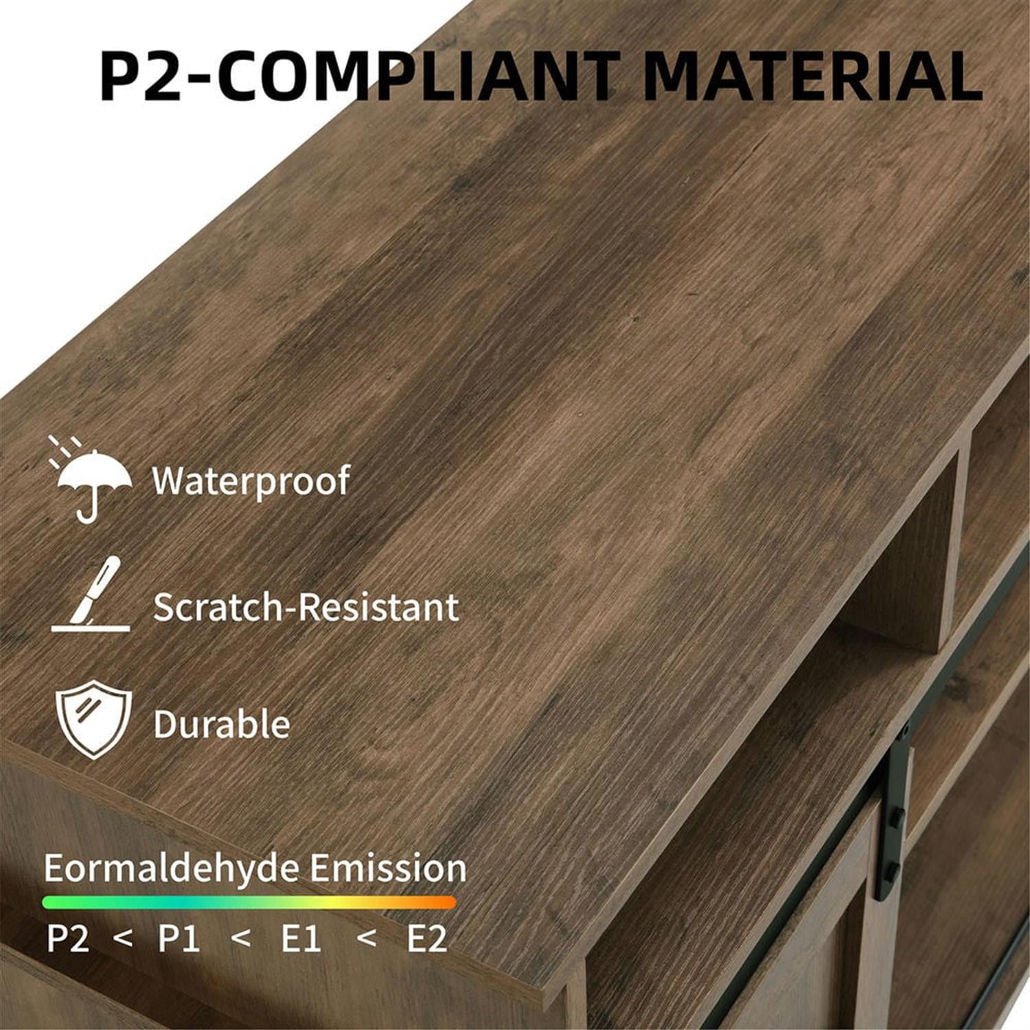 Demi Bonn Modern Farmhouse TV Media Stand for TV Up to 65'', Large Barn Inspired Home Entertainment Console with 23" Fireplace Insert, Open Shelves and Closed Cabinets, Brown