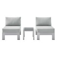 thumbnail image 1 of Lounge Chair Table Set, Sunbrella, Fabric, Aluminum, Metal, Steel, Silver Grey Gray, Modern Contemporary Urban Design, Outdoor Patio Balcony Cafe Bistro Garden Furniture Hotel Hospitality, 1 of 10