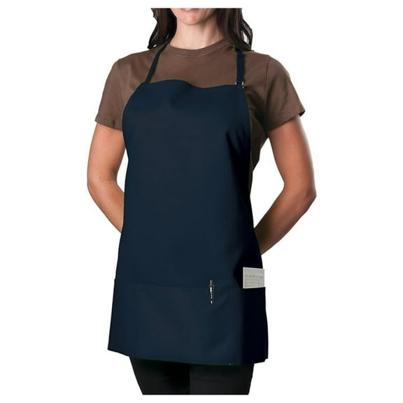 Navy Blue Bib Aprons 6-Pack - Adjustable Kitchen Apron for Men & Women - 27" x 26" Heavy Duty Polyester Work Apron with 3 Pockets