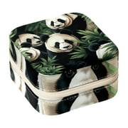 Panda Travel Portable Square Jewelry Box Organizing Rings Earrings Necklaces Bracelets for Girls Women