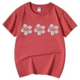 thumbnail image 4 of MUXiin Toddler Girl Shirts Floral Print Crew Neck Preppy Short Sleeve T Shirts Cotton Back To School Sports T-Shirt Boys' Tops, Tees & Shirts, 4 of 6